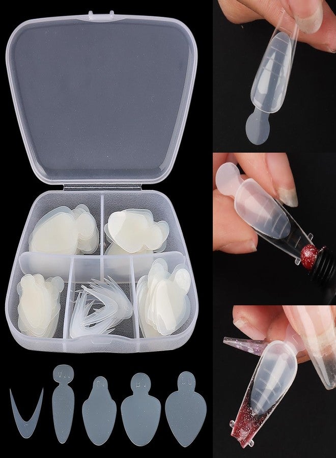 Fcozpjk French Forma Dual Stickers, 60pcs Dual Forms Reusable Silicone Mold Pads, French Manicure Tips Inner Mold for Builder Gel Forms, Nails Extension Forms Guide Nail Art Accessories Tools - Image 1